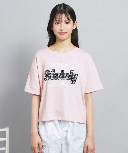 PINK-latte / ピンク ラテ Tシャツ | ギンガムアップリケTシャツ | 詳細1