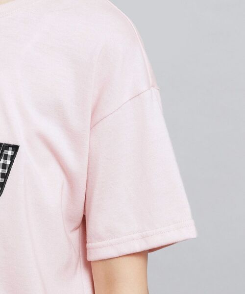 PINK-latte / ピンク ラテ Tシャツ | ギンガムアップリケTシャツ | 詳細5