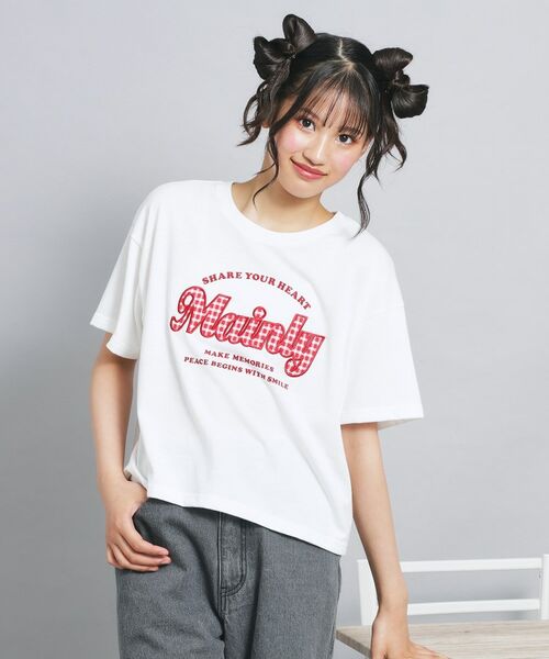 PINK-latte / ピンク ラテ Tシャツ | ギンガムアップリケTシャツ | 詳細8