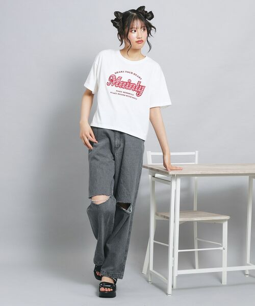 PINK-latte / ピンク ラテ Tシャツ | ギンガムアップリケTシャツ | 詳細9