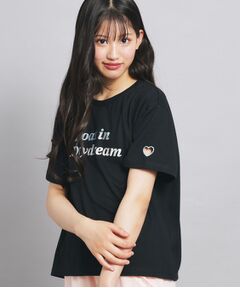 PINK-latte / ピンク ラテ Tシャツ | オーロラプリントハートあきTシャツ