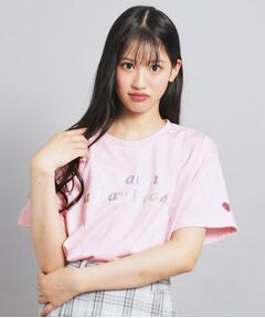 PINK-latte / ピンク ラテ Tシャツ | オーロラプリントハートあきTシャツ