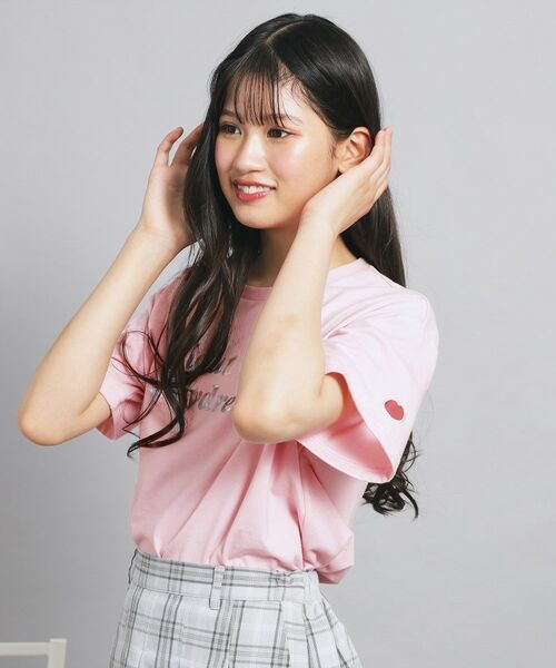 PINK-latte / ピンク ラテ Tシャツ | オーロラプリントハートあきTシャツ | 詳細15