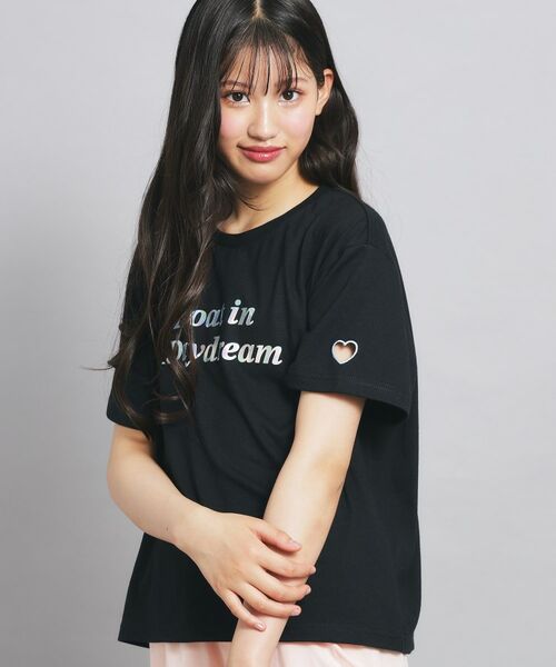 AMS♡mämä☆今季新作ミックス ピンクラテ ラブトキシック☆Tシャツ セール】 オーロラプリントハートあきTシャツ （Tシャツ）｜PINK