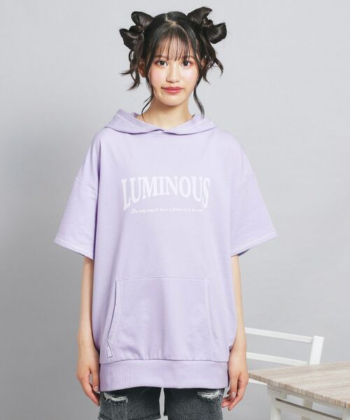 PINK-latte / ピンク ラテ パーカー | 配色ステッチパーカチュニック | 詳細1