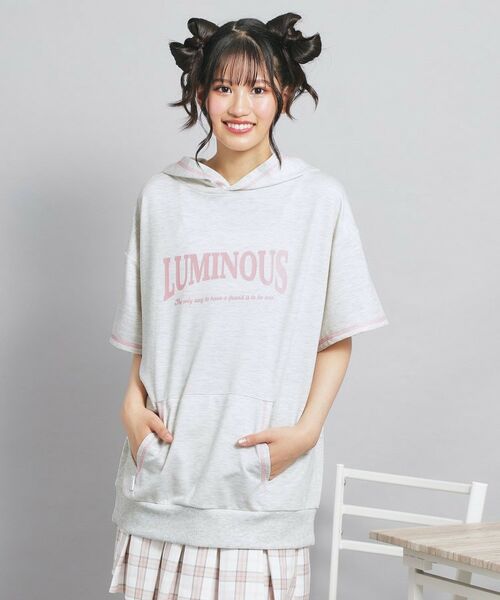 PINK-latte / ピンク ラテ パーカー | 配色ステッチパーカチュニック | 詳細12