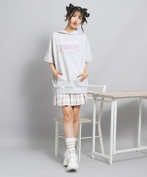 PINK-latte / ピンク ラテ パーカー | 配色ステッチパーカチュニック | 詳細13