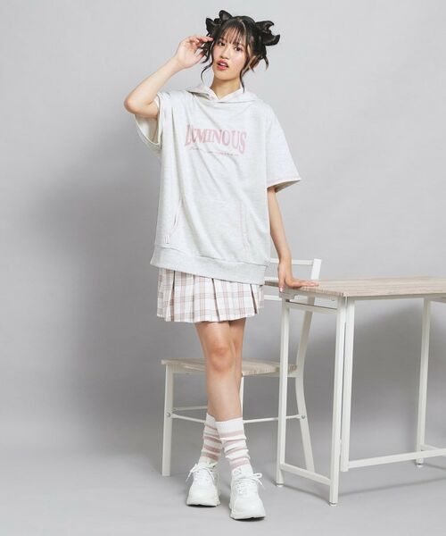 PINK-latte / ピンク ラテ パーカー | 配色ステッチパーカチュニック | 詳細14