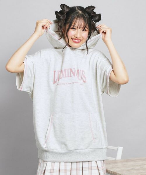 PINK-latte/ピンク ラテ 配色ステッチパーカチュニック グレー(012) 16(160cm) PINK-latte/ピンク ラテ 配色ステッチパーカチュニック グレー(012) 16(160cm)