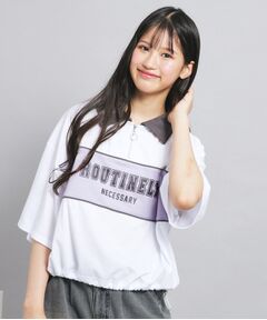 PINK-latte / ピンク ラテ カットソー | 配色パイピング切り替え衿付きトップス