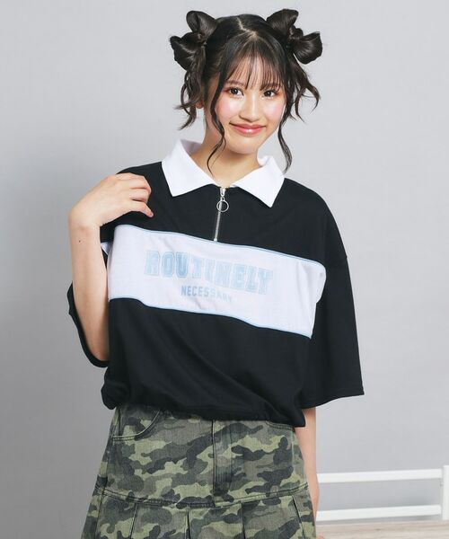 PINK-latte / ピンク ラテ カットソー | 配色パイピング切り替え衿付きトップス | 詳細12