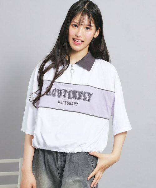 PINK-latte / ピンク ラテ カットソー | 配色パイピング切り替え衿付きトップス | 詳細8