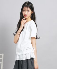 PINK-latte / ピンク ラテ カットソー | 裾レースドロストトップス