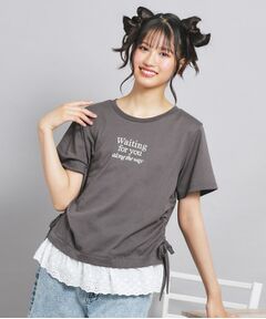 PINK-latte / ピンク ラテ カットソー | 裾レースドロストトップス