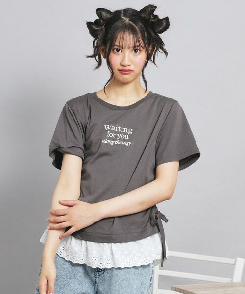 PINK-latte / ピンク ラテ カットソー | 裾レースドロストトップス | 詳細7