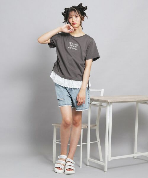 PINK-latte / ピンク ラテ カットソー | 裾レースドロストトップス | 詳細9