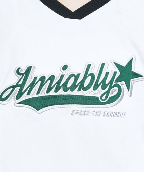 PINK-latte / ピンク ラテ カットソー | Vネック衿付きアップリケビッグTシャツ | 詳細10