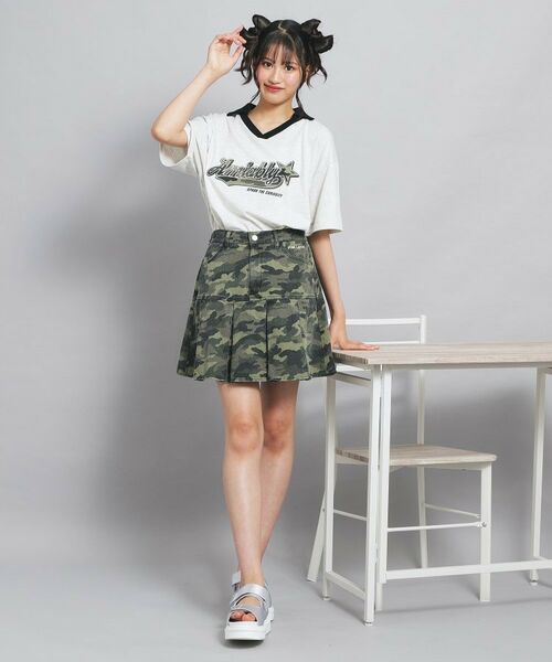 PINK-latte / ピンク ラテ カットソー | Vネック衿付きアップリケビッグTシャツ | 詳細13