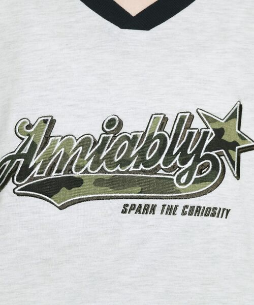 PINK-latte / ピンク ラテ カットソー | Vネック衿付きアップリケビッグTシャツ | 詳細14