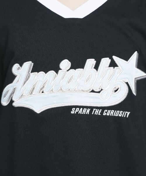 PINK-latte / ピンク ラテ カットソー | Vネック衿付きアップリケビッグTシャツ | 詳細18