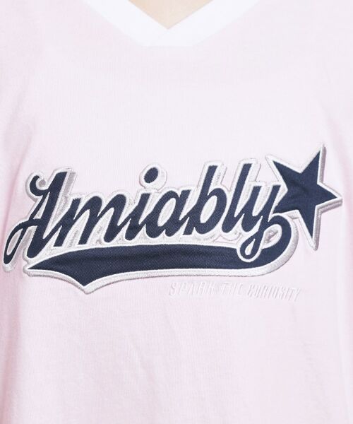 PINK-latte / ピンク ラテ カットソー | Vネック衿付きアップリケビッグTシャツ | 詳細22