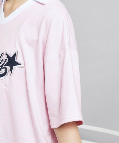 PINK-latte / ピンク ラテ カットソー | Vネック衿付きアップリケビッグTシャツ | 詳細5