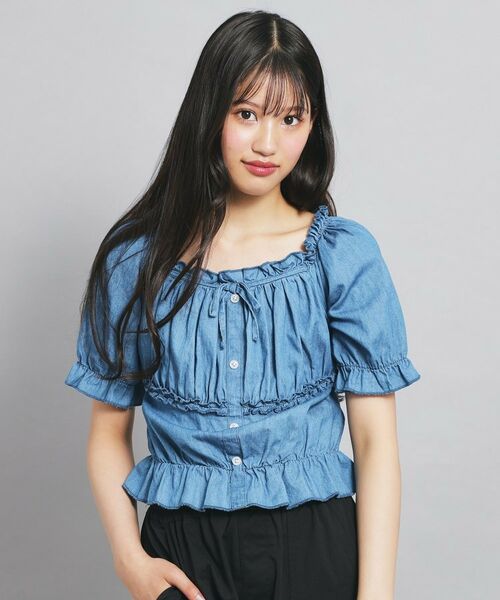 PINK-latte/ピンク ラテ オフショル2WAYブラウス ブルー(493) 16(160cm) PINK-latte/ピンク ラテ オフショル2WAYブラウス ブルー(493) 16(160cm)