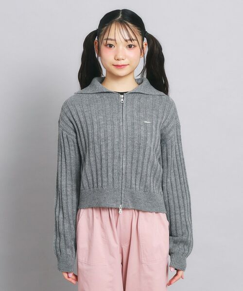 PINK-latte / ピンク ラテ カーディガン・ボレロ | ダブルジップビッグカラーニット | 詳細1