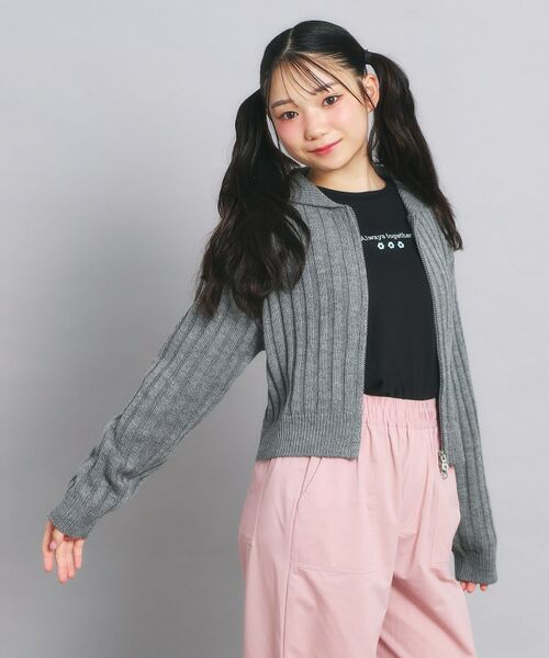 PINK-latte / ピンク ラテ カーディガン・ボレロ | ダブルジップビッグカラーニット | 詳細16