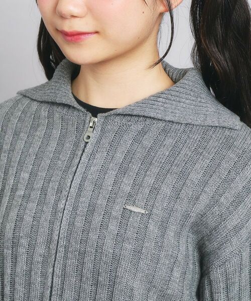 PINK-latte / ピンク ラテ カーディガン・ボレロ | ダブルジップビッグカラーニット | 詳細4