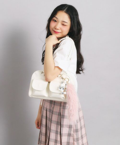 PINK-latte/ピンク ラテ アウトポケット ロングハンドルバッグ ホワイト(001) 00 PINK-latte/ピンク ラテ アウトポケット ロングハンドルバッグ ホワイト(001) 00