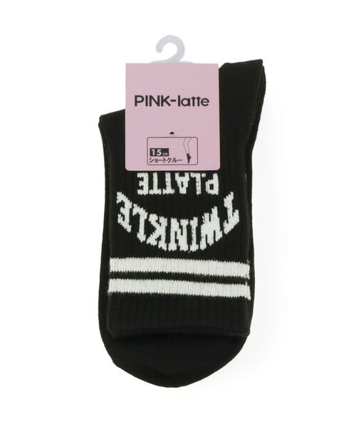 PINK-latte/ピンク ラテ 【15cm丈】ラインロゴカレッジソックス ブラック(019) 00 PINK-latte/ピンク ラテ 【15cm丈】ラインロゴカレッジソックス ブラック(019) 00