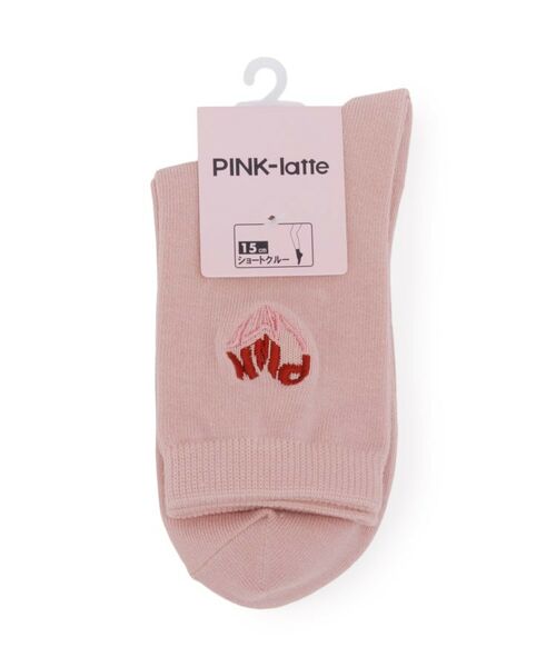 PINK-latte/ピンク ラテ 【15cm丈】ハートロゴ刺繍クルー ピンク(071) 00 PINK-latte/ピンク ラテ 【15cm丈】ハートロゴ刺繍クルー ピンク(071) 00