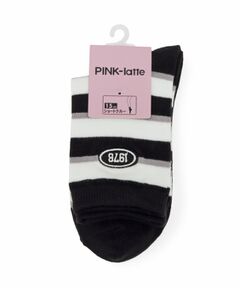 PINK-latte / ピンク ラテ ソックス | 【15cm丈】ボーダー刺繍クルー