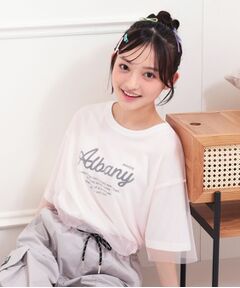 PINK-latte / ピンク ラテ カットソー | チュールドッキングビッグTシャツ