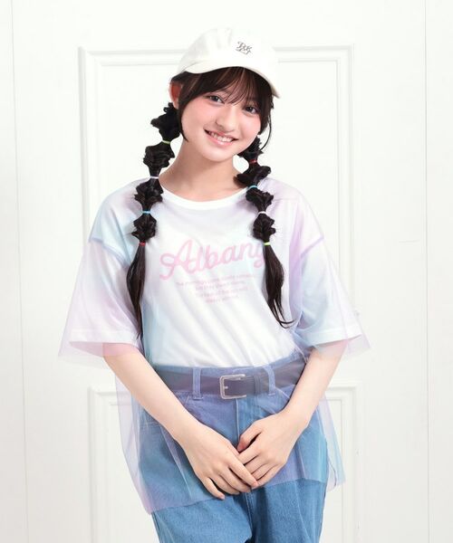 PINK-latte / ピンク ラテ カットソー | チュールドッキングビッグTシャツ | 詳細15