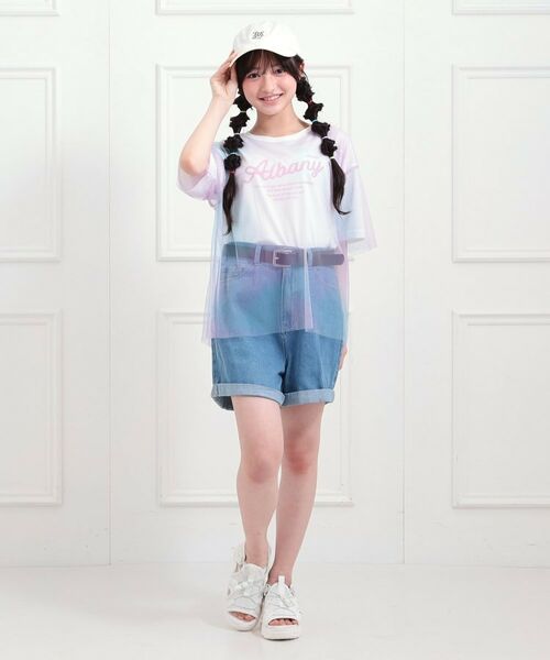 PINK-latte / ピンク ラテ カットソー | チュールドッキングビッグTシャツ | 詳細16