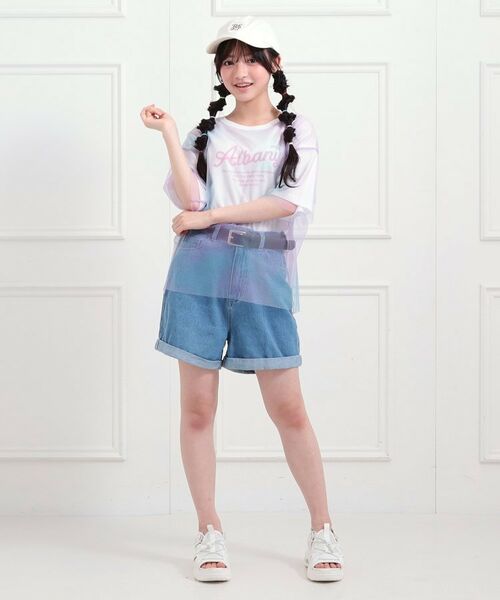 PINK-latte / ピンク ラテ カットソー | チュールドッキングビッグTシャツ | 詳細17