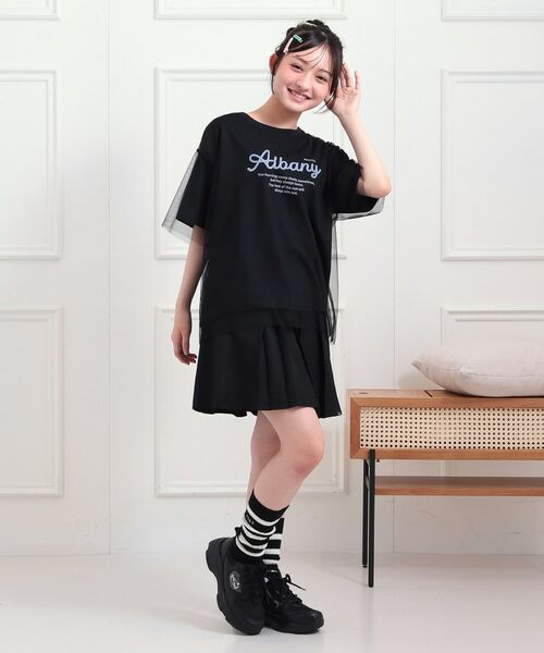 PINK-latte / ピンク ラテ カットソー | チュールドッキングビッグTシャツ | 詳細9