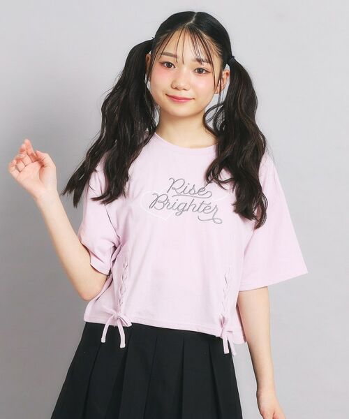 PINK-latte/ピンク ラテ レースアップTシャツ ピンク(071) 15(150cm) PINK-latte/ピンク ラテ レースアップTシャツ ピンク(071) 15(150cm)