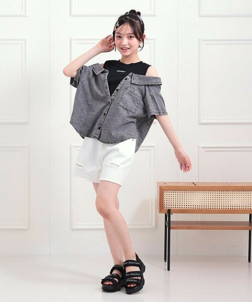 PINK-latte / ピンク ラテ ショート・ハーフ・半端丈パンツ | ダメージショートパンツ | 詳細10