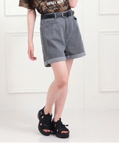 PINK-latte / ピンク ラテ ショート・ハーフ・半端丈パンツ | ベルト付きデニムショートパンツ