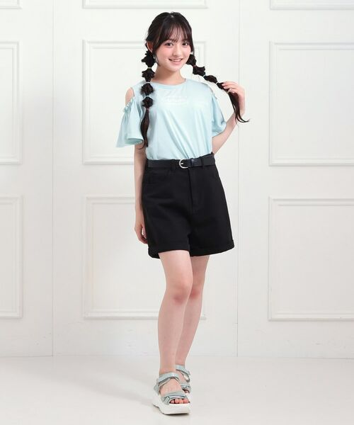 PINK-latte / ピンク ラテ ショート・ハーフ・半端丈パンツ | ベルト付きデニムショートパンツ | 詳細10