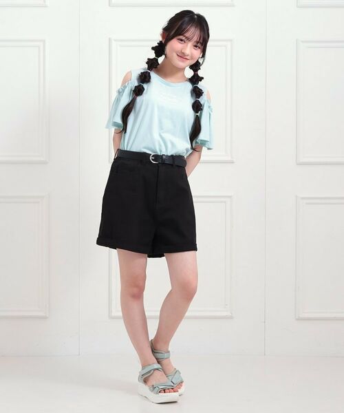 PINK-latte / ピンク ラテ ショート・ハーフ・半端丈パンツ | ベルト付きデニムショートパンツ | 詳細11