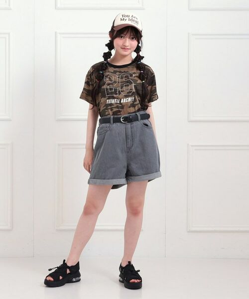 PINK-latte / ピンク ラテ ショート・ハーフ・半端丈パンツ | ベルト付きデニムショートパンツ | 詳細14