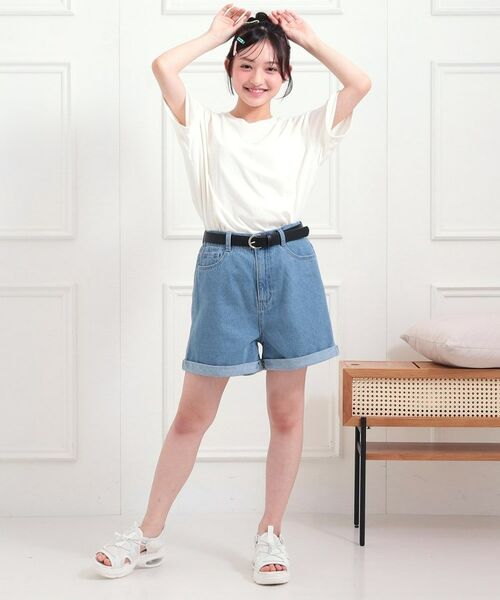 PINK-latte / ピンク ラテ ショート・ハーフ・半端丈パンツ | ベルト付きデニムショートパンツ | 詳細18