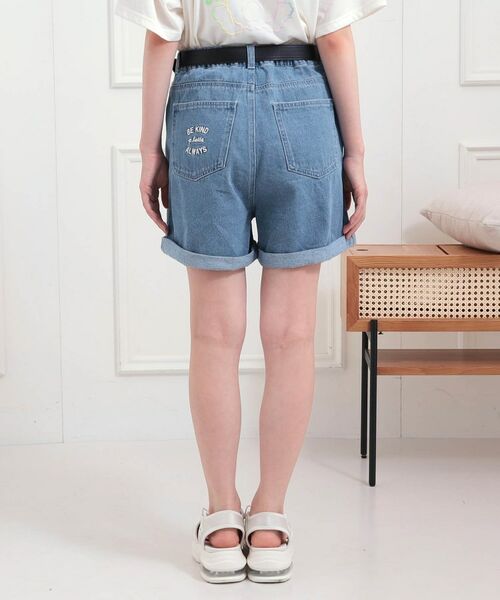 PINK-latte / ピンク ラテ ショート・ハーフ・半端丈パンツ | ベルト付きデニムショートパンツ | 詳細3