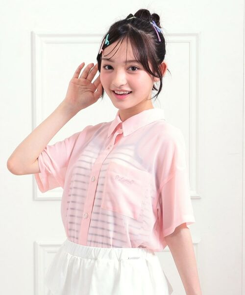 PINK-latte/ピンク ラテ 【セットアイテム】半袖シアーシャツ+冷感キャミセット ライトピンク(070) 14(140cm) PINK-latte/ピンク ラテ 【セットアイテム】半袖シアーシャツ+冷感キャミセット ライトピンク(070) 14(140cm)