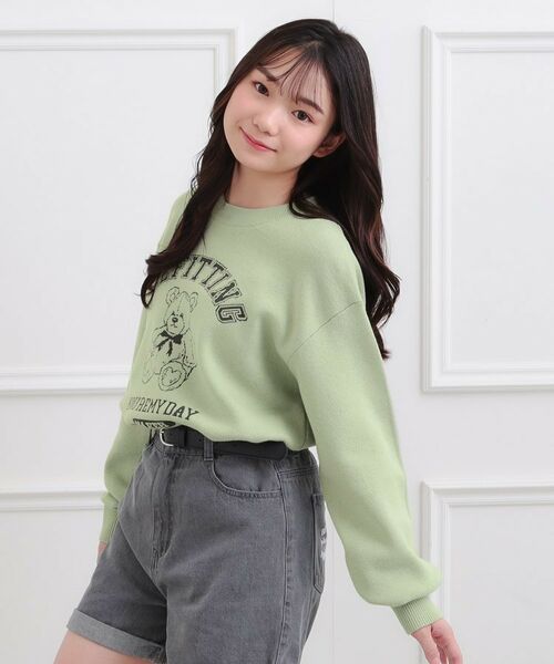 PINK-latte / ピンク ラテ ニット・セーター | コットンジャカードくまプルオーバー | 詳細10