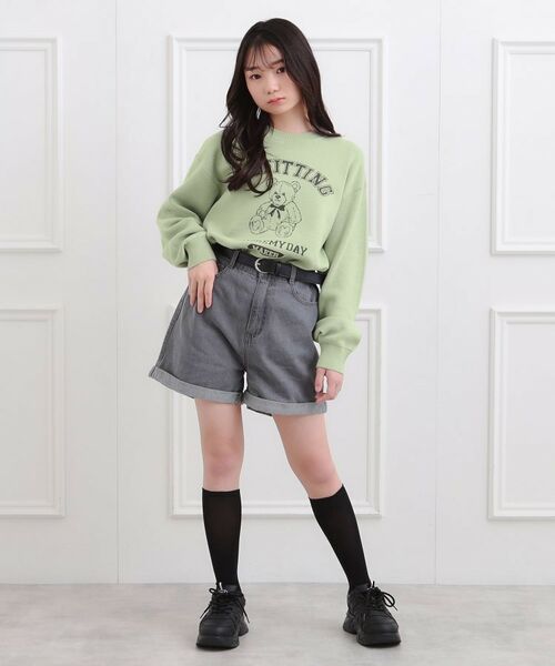 PINK-latte / ピンク ラテ ニット・セーター | コットンジャカードくまプルオーバー | 詳細12